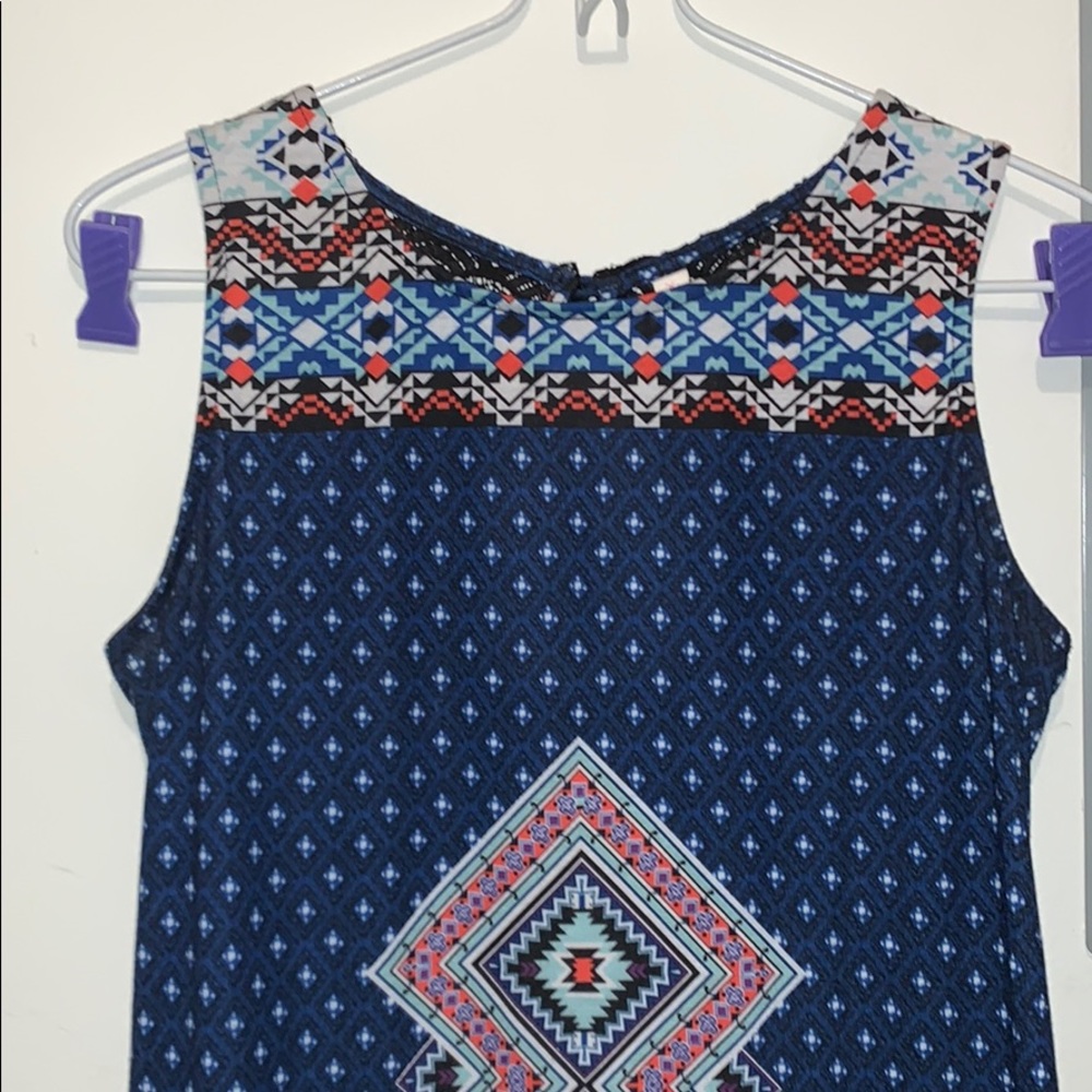 ☀️Medium Dress Orange and Navy print
